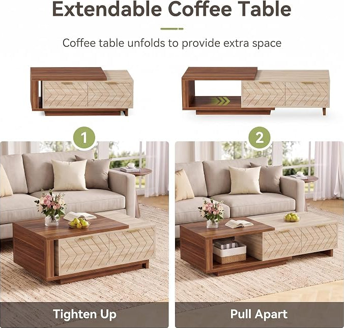 Expandable Storage Coffee Table with Sliding Top