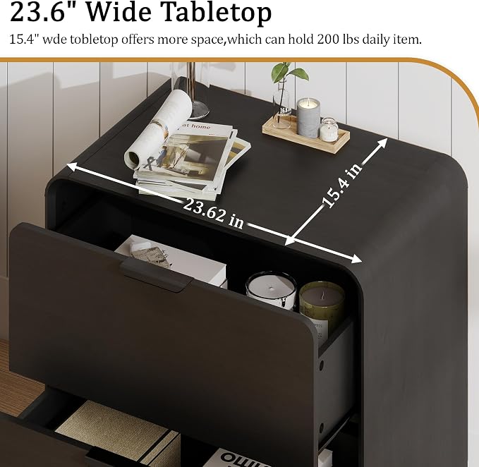 Modern Curved 2-Drawer Nightstand
