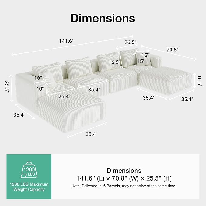 CloudFlex Corduroy Modular Sectional Sofa