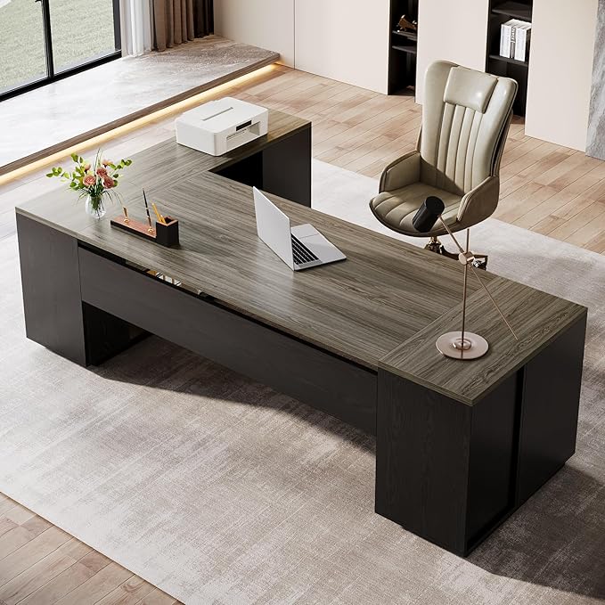 RegalCore L-Shaped Executive Office Desk with File Storage