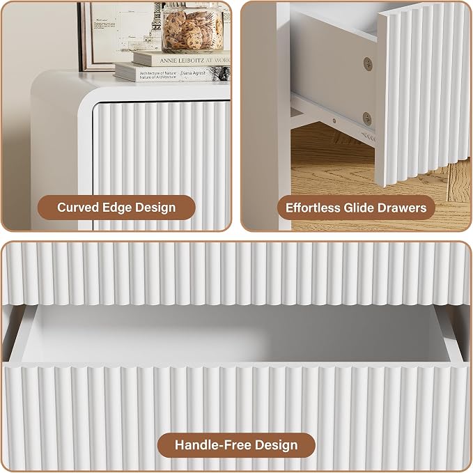 Minimalist Fluted Nightstand Set