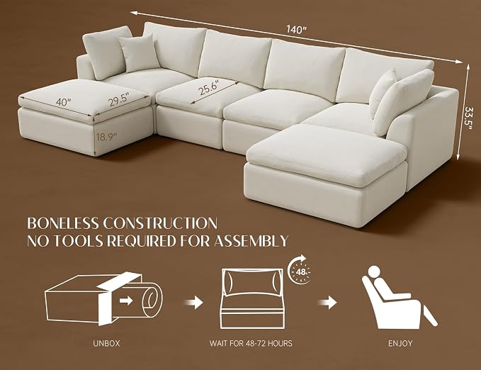 CloudLuxe Modular Sectional Sofa with Ottoman