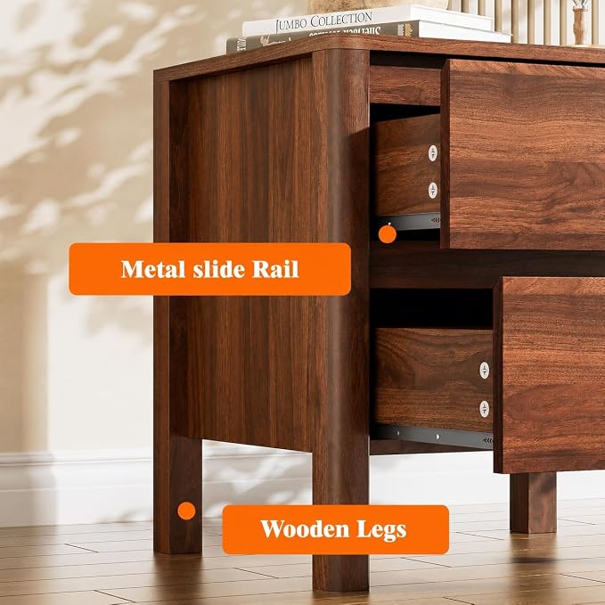 Mid-Century Walnut Nightstand Set