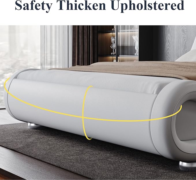 Modern Sleigh Upholstered Platform Bed