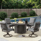 EmberGlow Patio Dining Set with Fire Pit Table
