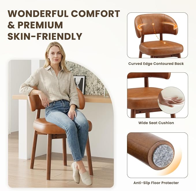 Camden Mid-Century Modern Leather Dining Chair Set