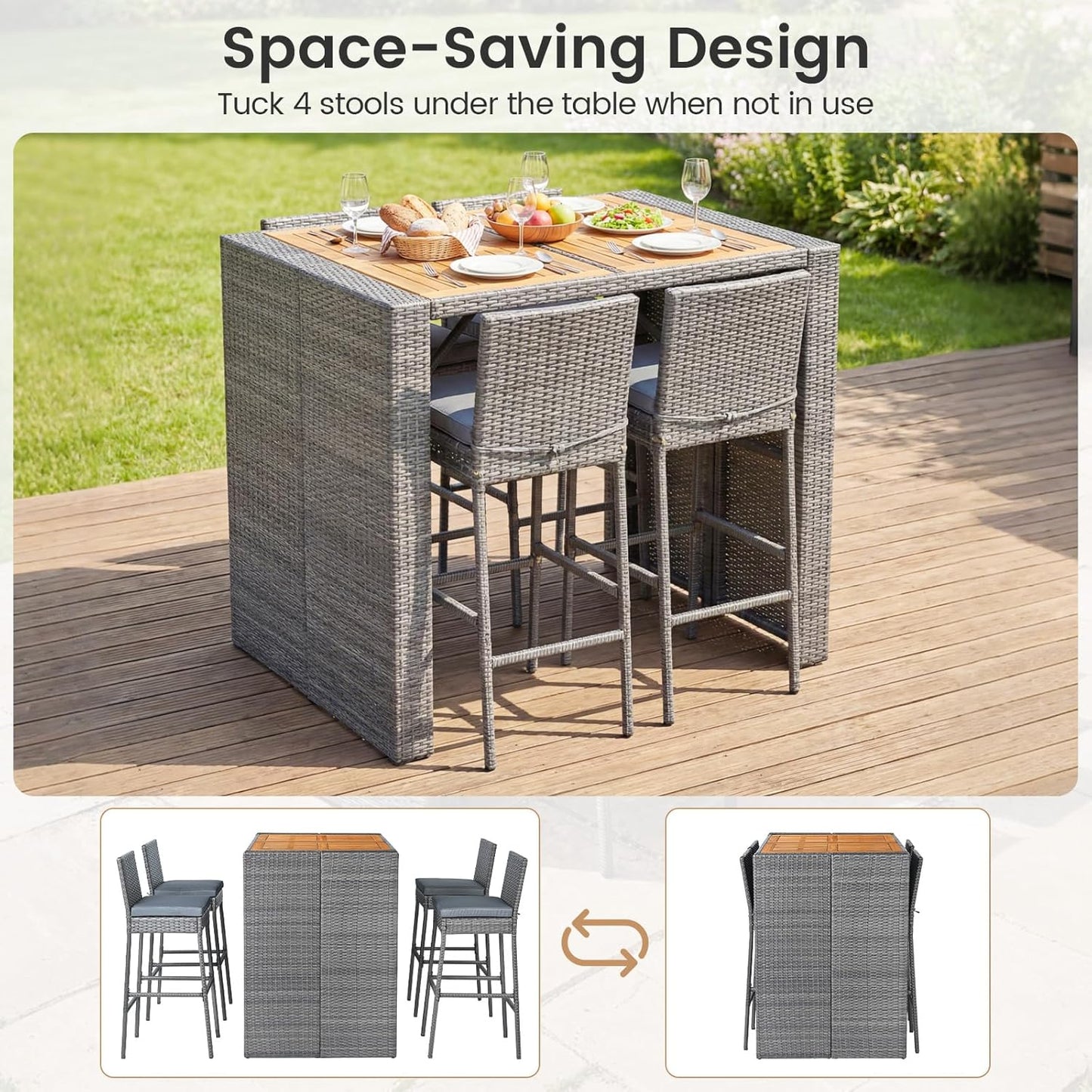 HarborWick 5 Piece Outdoor Bar Set
