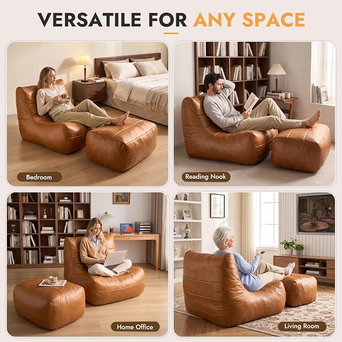 Oversized Faux Leather Lounge Chair