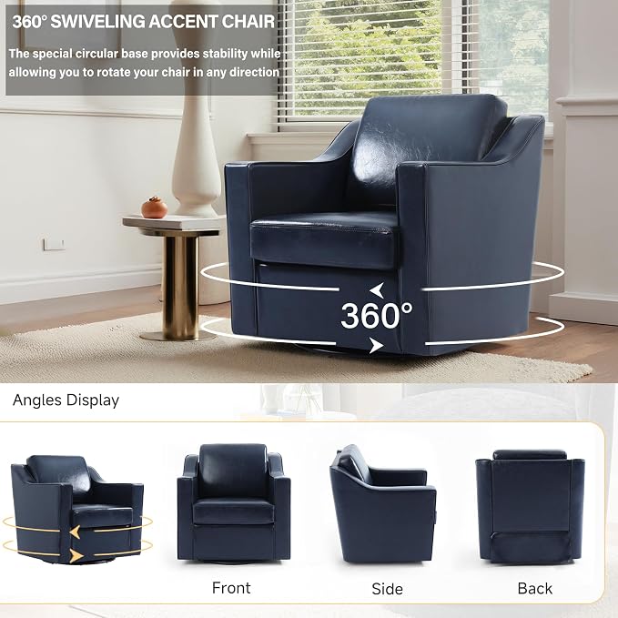 Fairmont™ Genuine Leather Swivel Barrel Chair