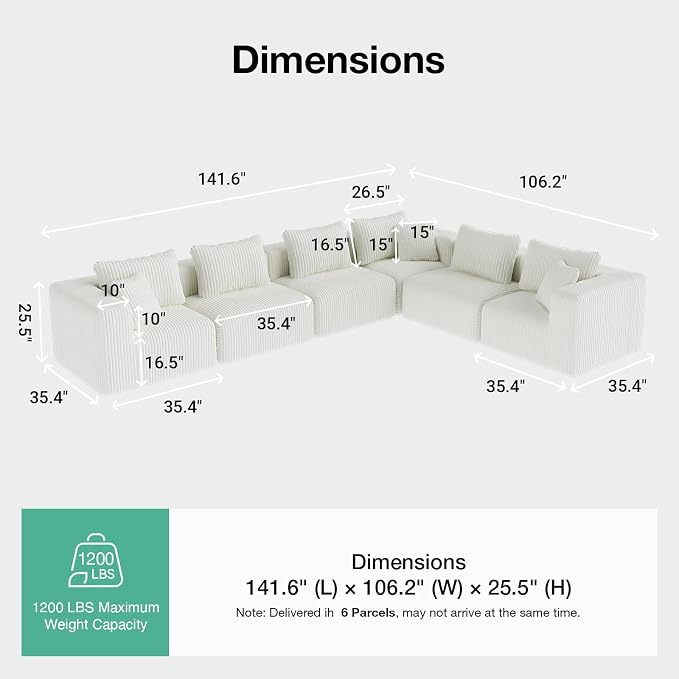 CloudFlex Corduroy Modular Sectional Sofa