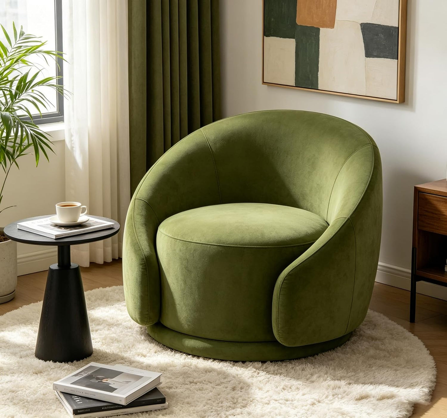 Sherpa Swivel Barrel Accent Chair