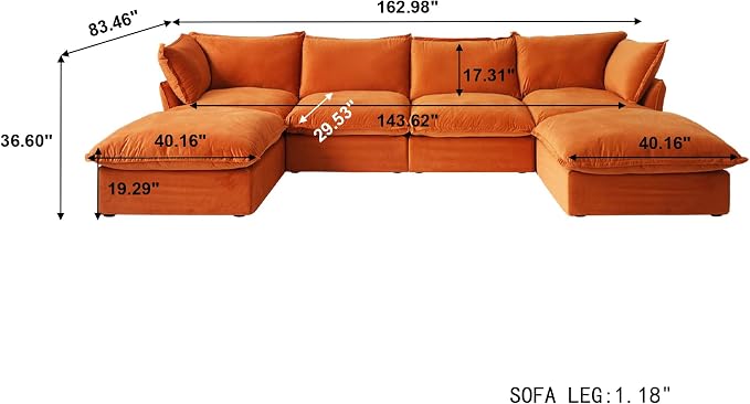 Modern Hemp Velvet Modular Sectional Sofa