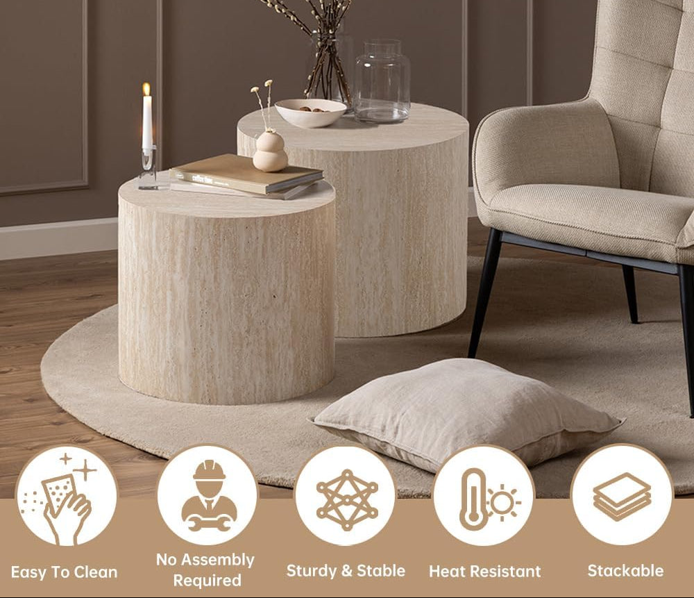 Round Nesting Coffee Table Set