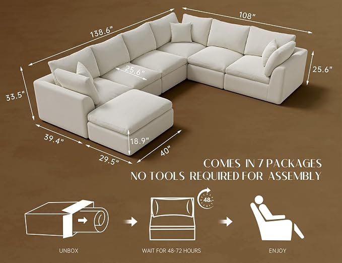 CloudLuxe Modular Sectional Sofa with Ottoman