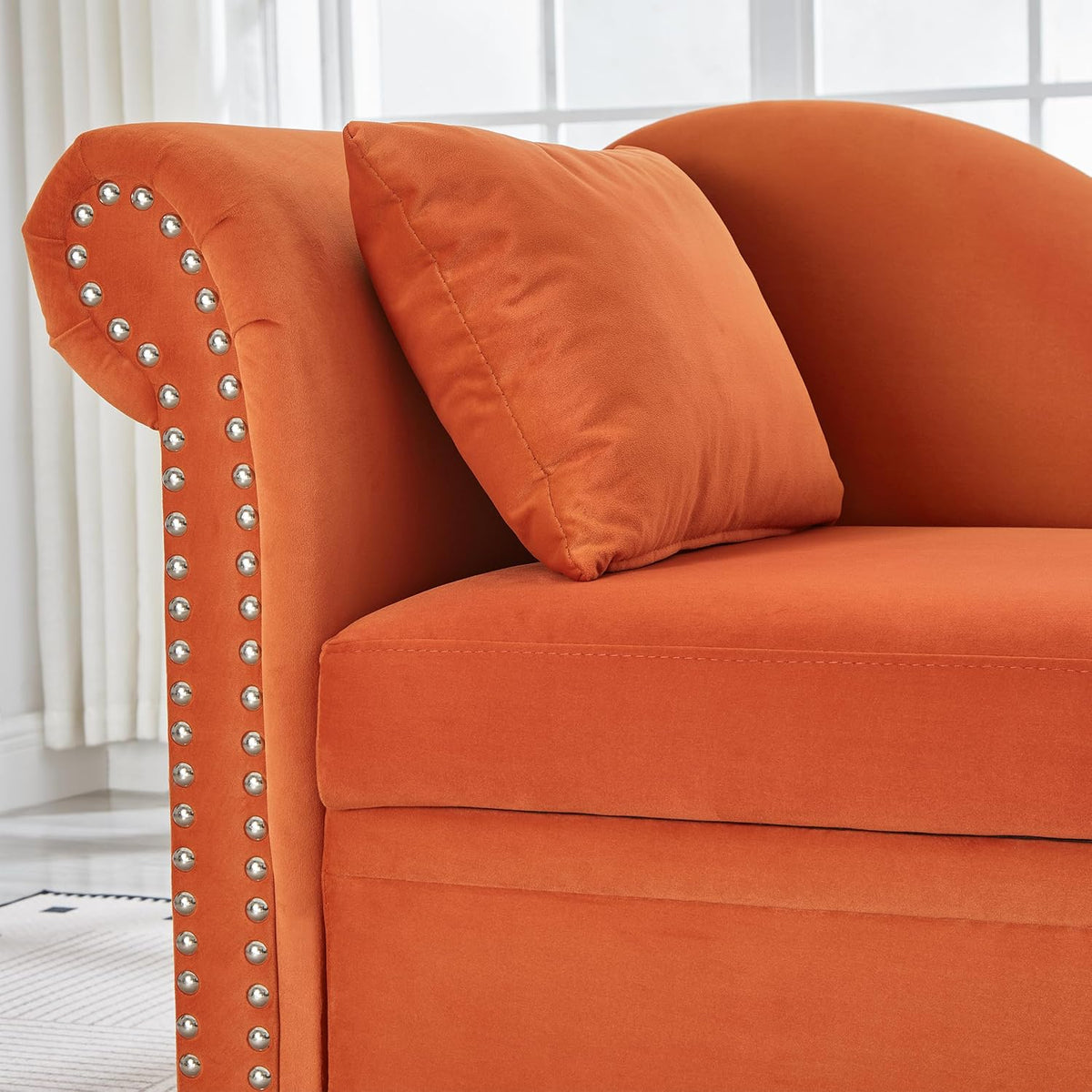 Modern Velvet Storage Chaise Lounge