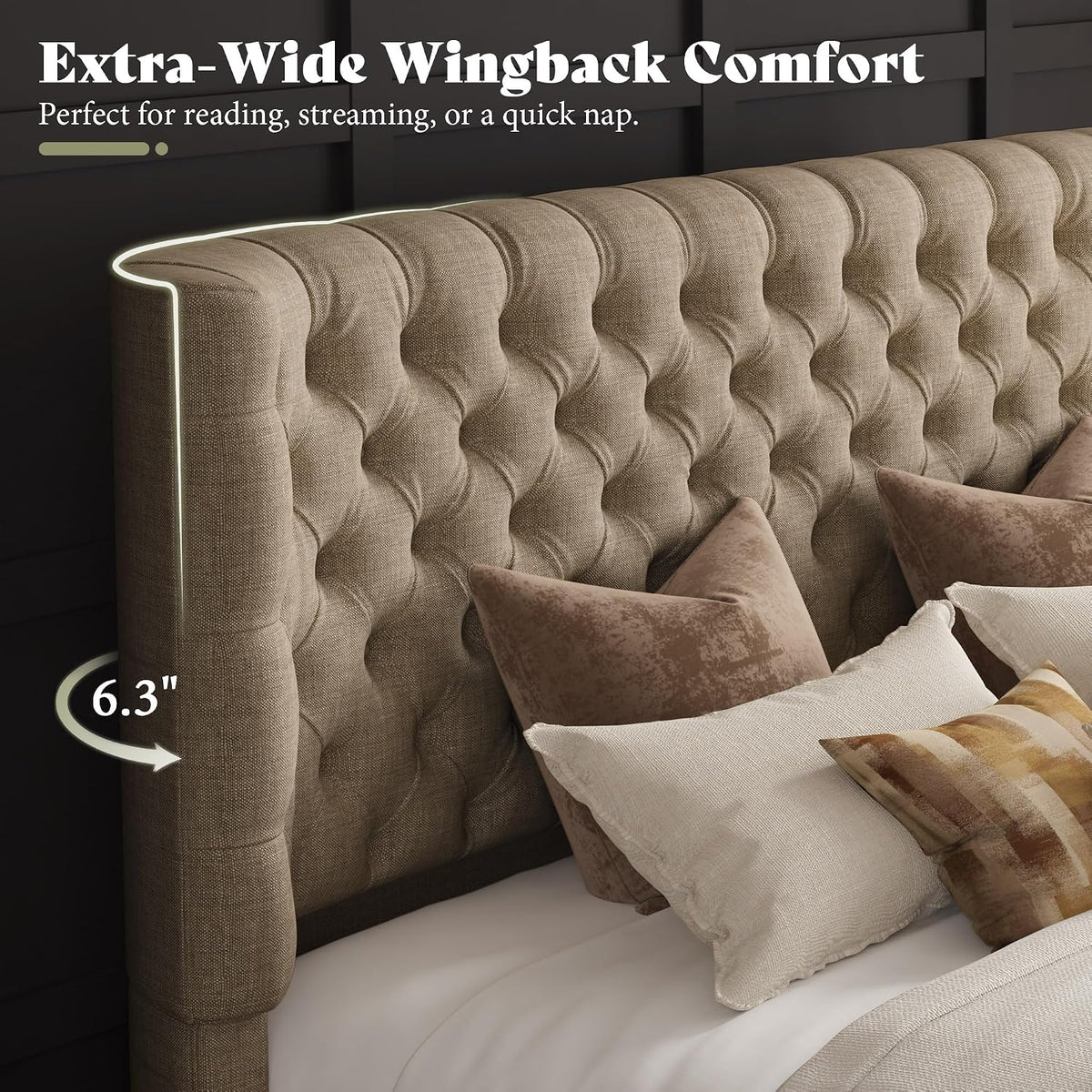 Luxe Diamond Tufted Wingback Bed