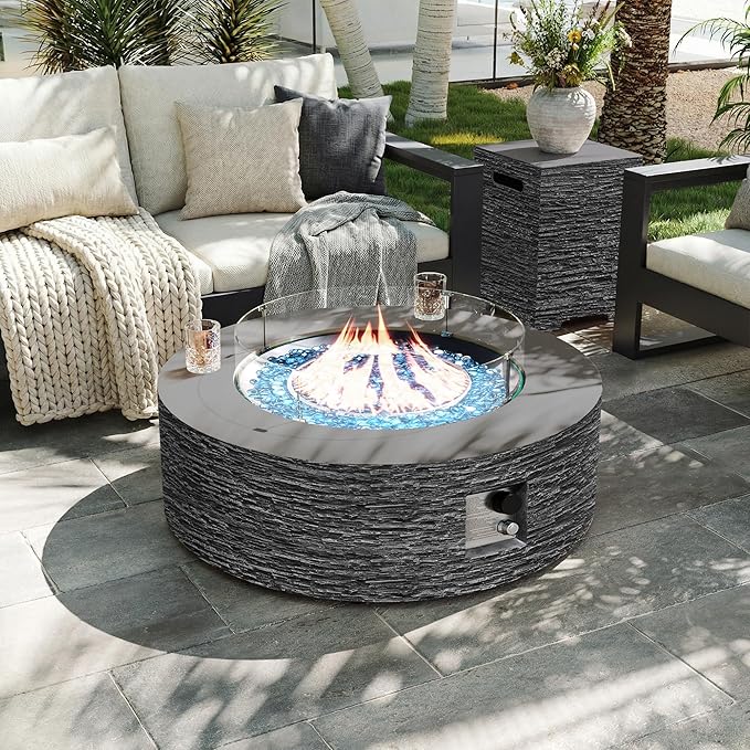 Sandstone Halo Fire Pit Table Set