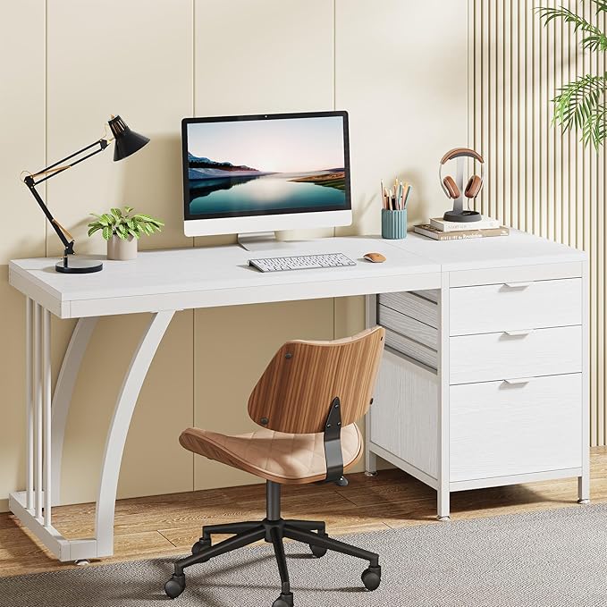Prestige Computer Desk with Reversible File Cabinet