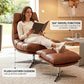 Mid-Century Modern Leather Recliner with Ottoman