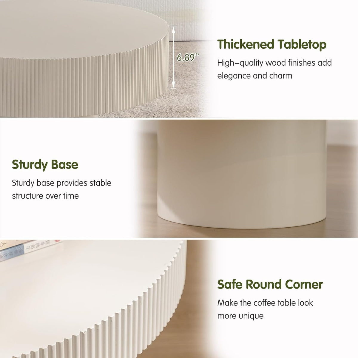 Modern Round Fluted Coffee Table