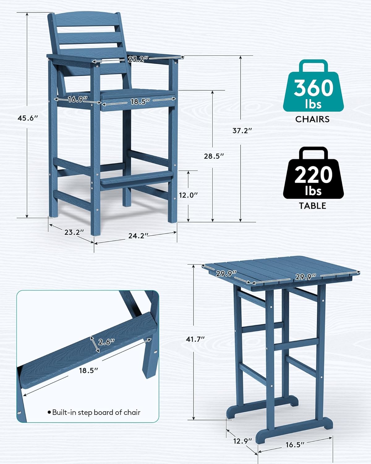Adirondack Bar Table Set