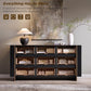 Modern Architectural Wood Dresser with Gold-Capped Feet