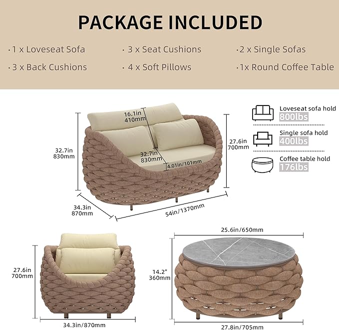 Riviera Rope 4 Piece Outdoor Conversation Set