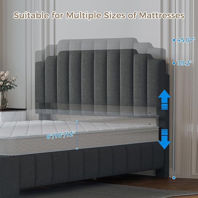 Cloud Bouclé Upholstered Platform Bed