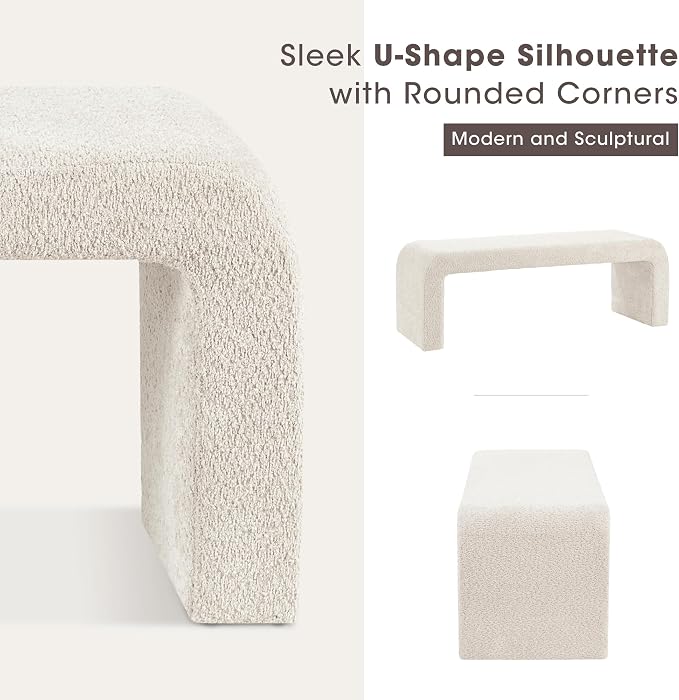 Modern Bouclé Upholstered Bench