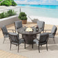 EmberGlow Patio Dining Set with Fire Pit Table