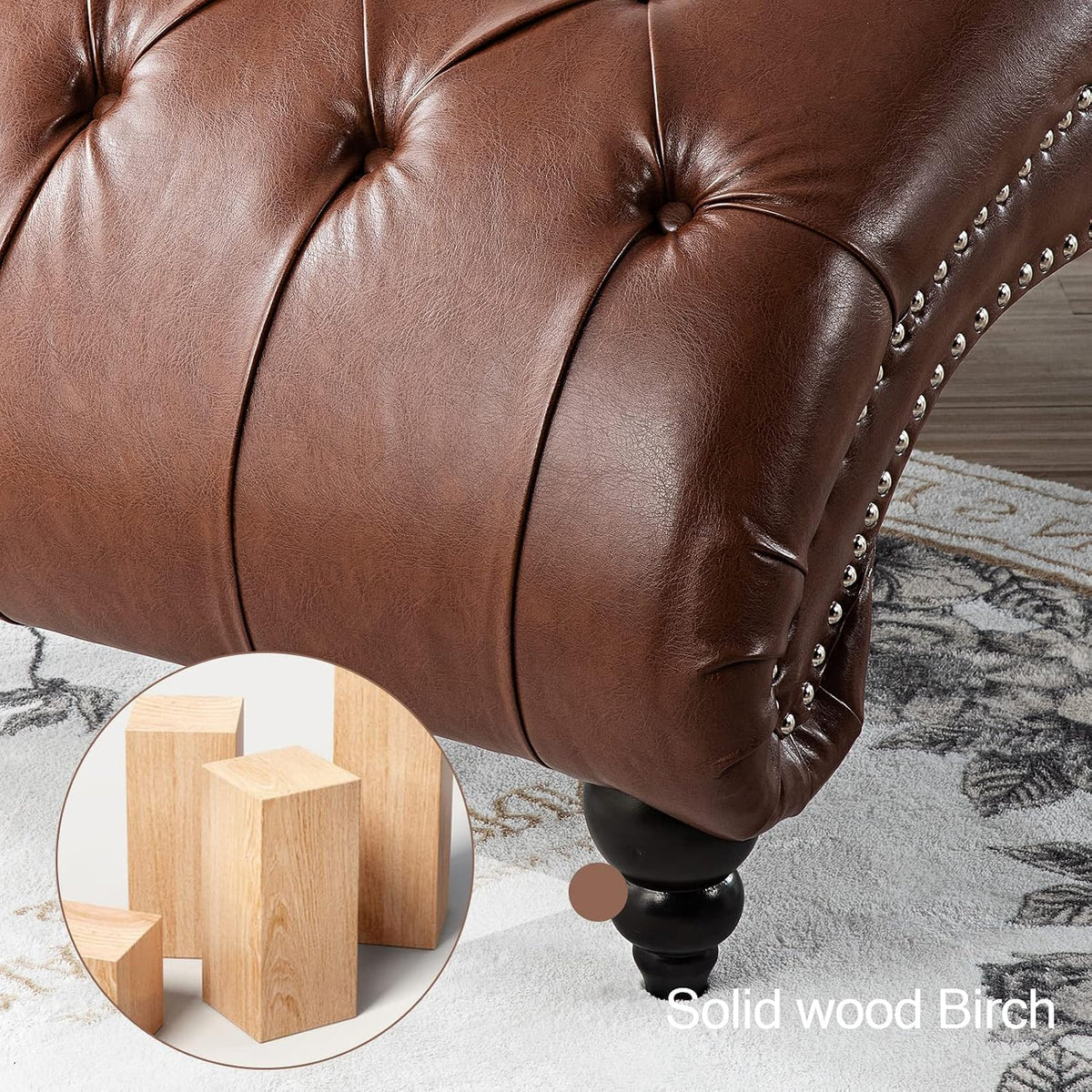 Modern Chesterfield PU Leather Chaise Lounge