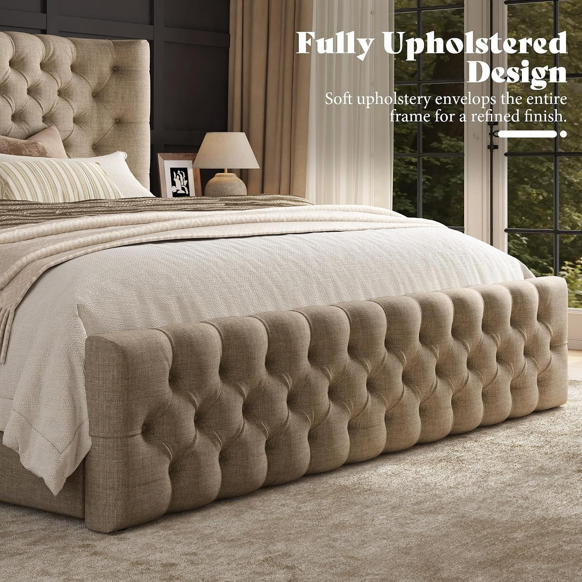 Luxe Diamond Tufted Wingback Bed