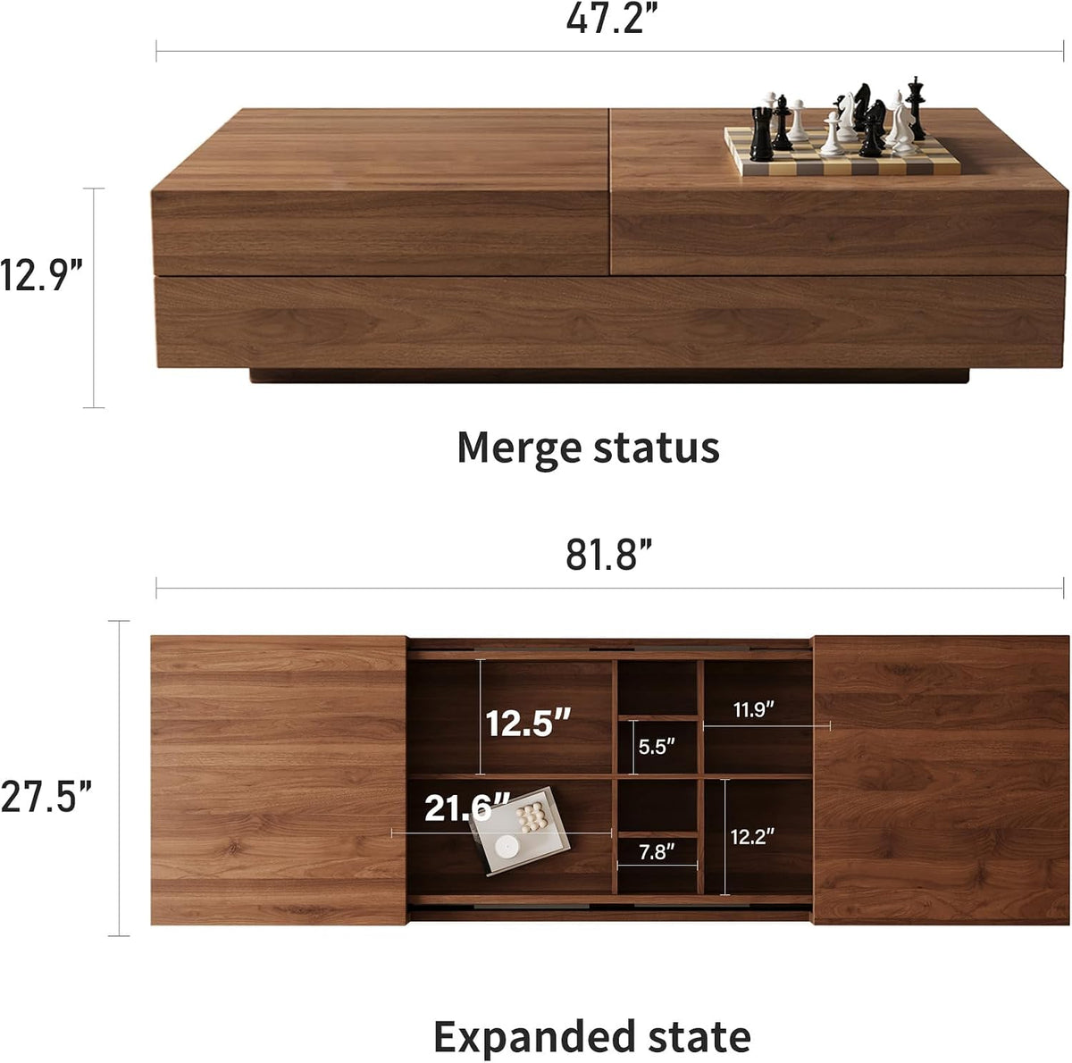 Modern Wood Coffee Table with Hidden Storage