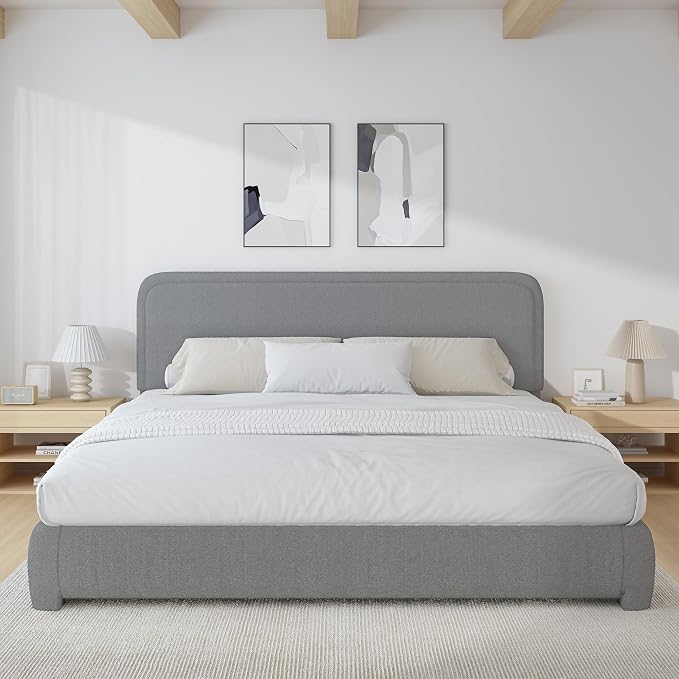 Modern Cloud Curve Bouclé Bed