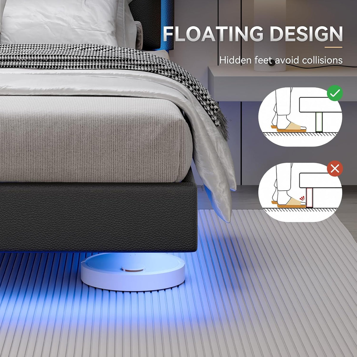 Floating LED Platform Bed