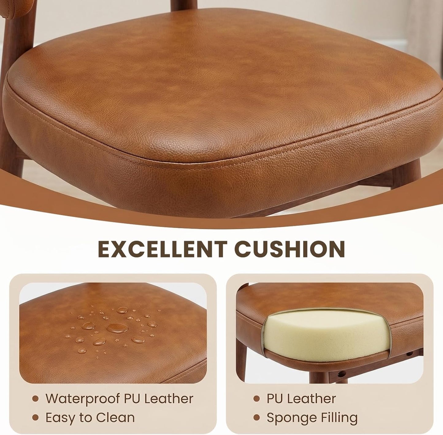 Camden Mid-Century Modern Leather Dining Chair Set