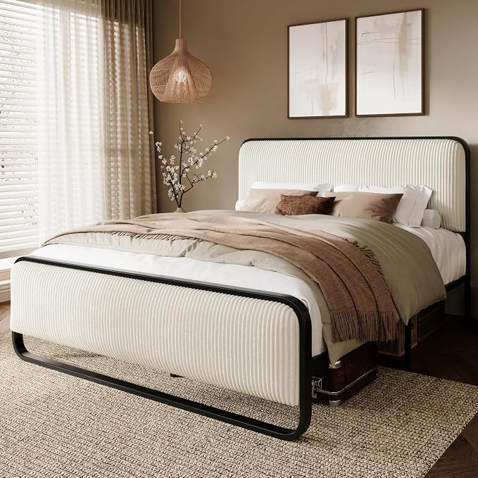 Modern Curved Upholstered Platform Bed