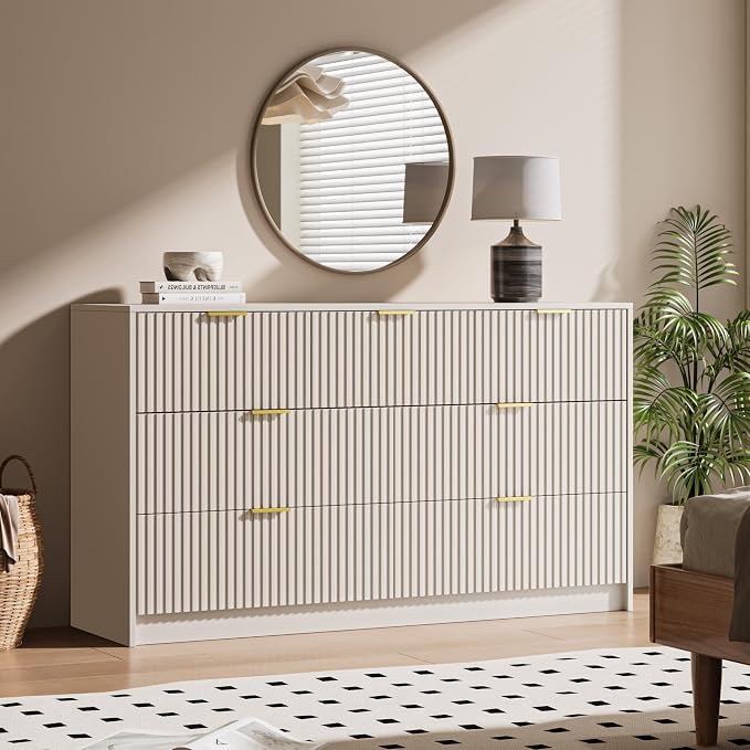 Minimalist Wood Dresser with Fluted Drawers