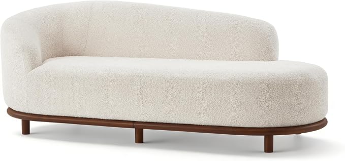 Modern Curved Bouclé Chaise Lounge
