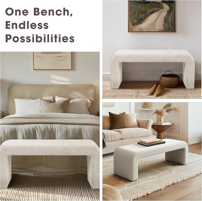 Modern Bouclé Upholstered Bench