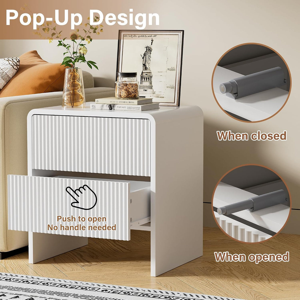 Minimalist Fluted Nightstand Set