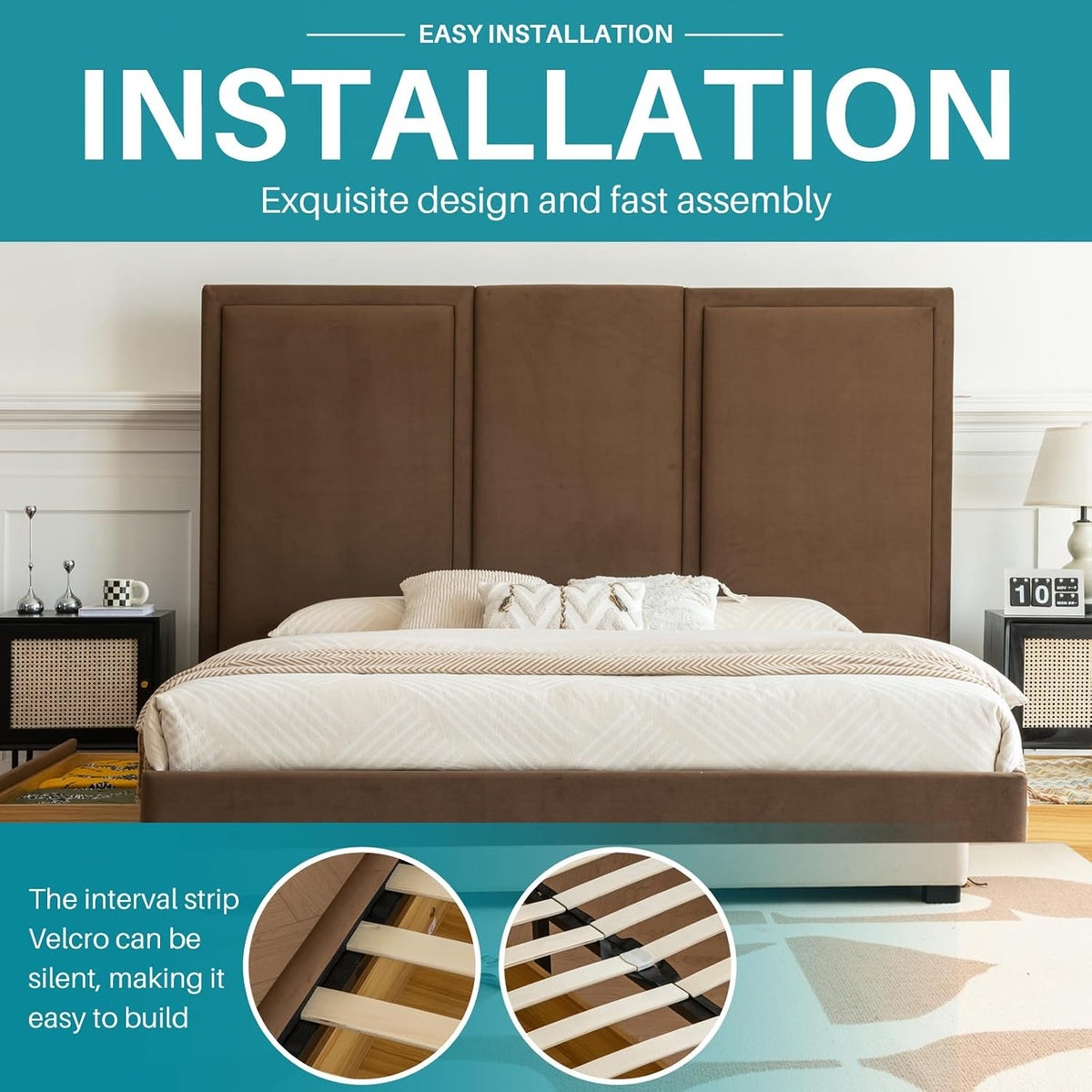 Modern Simplicity Linen Bed with Storage