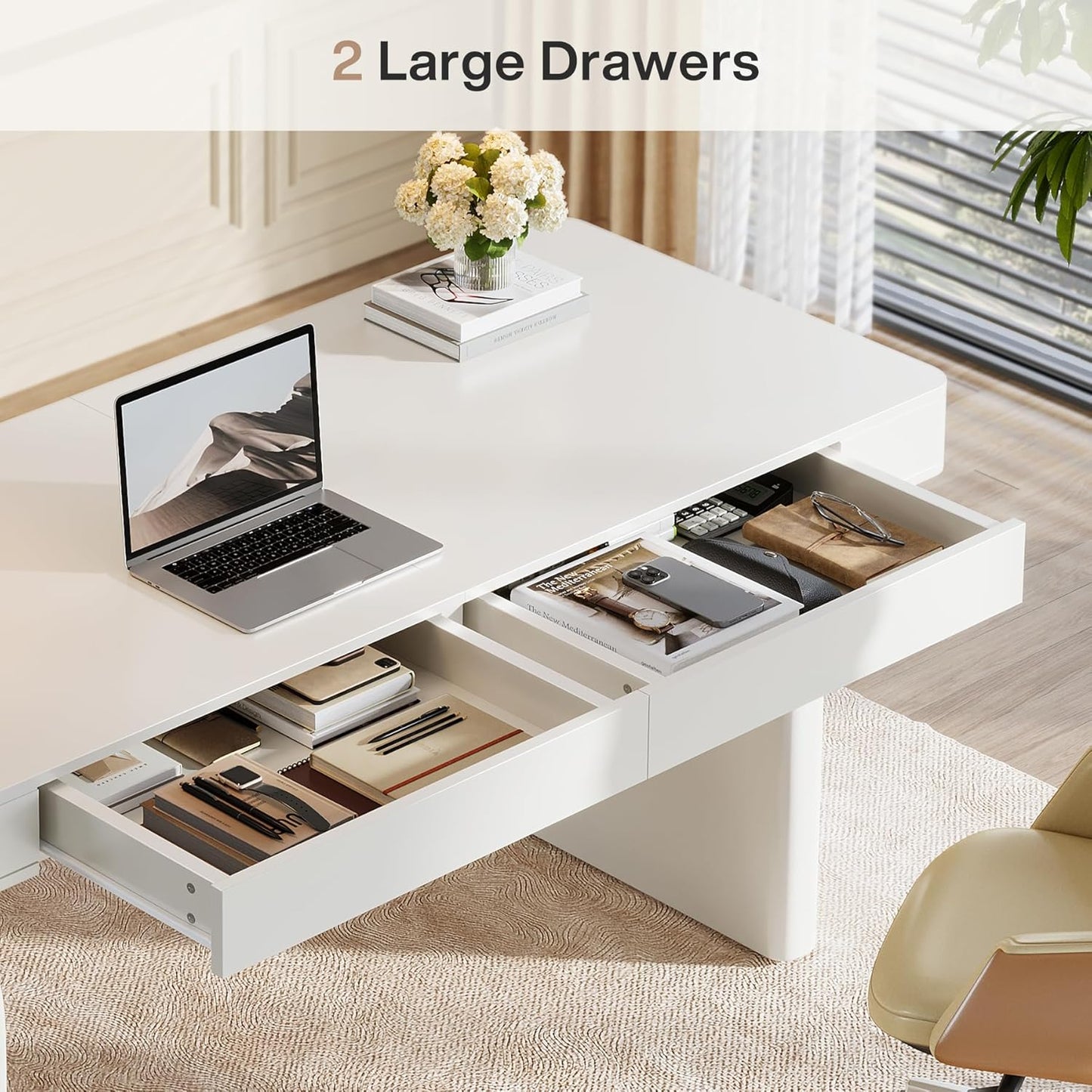 Luna Luxe Executive Desk with Storage Drawers
