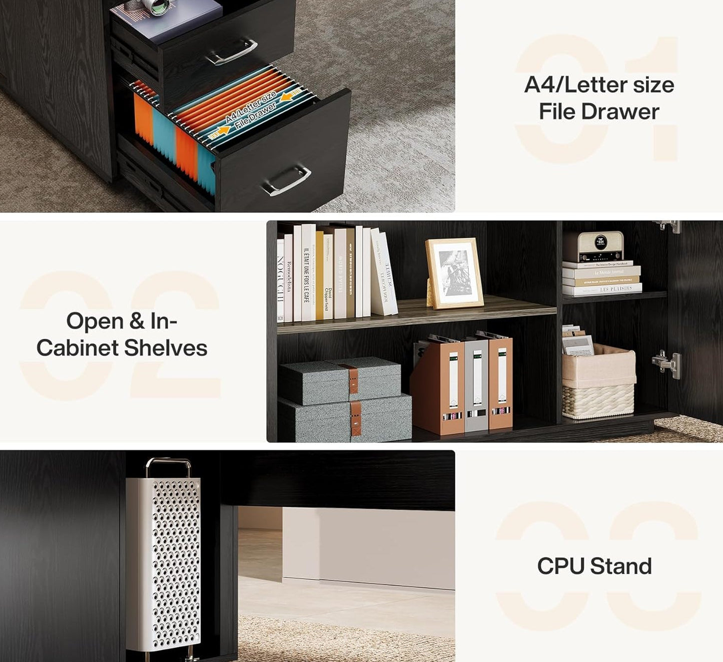 RegalCore L-Shaped Executive Office Desk with File Storage