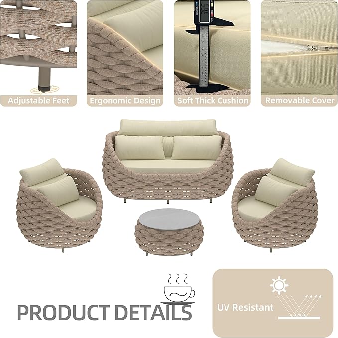 Riviera Rope 4 Piece Outdoor Conversation Set