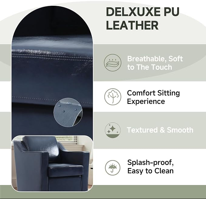 Fairmont™ Genuine Leather Swivel Barrel Chair