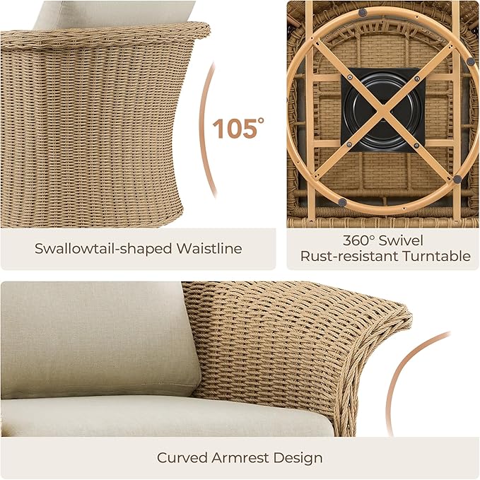HorizonFlex Swivel Glider Patio Bistro Set