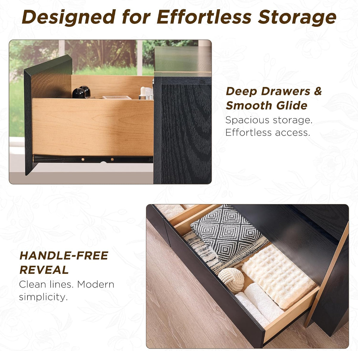 Modern Architectural Wood Dresser with Gold-Capped Feet