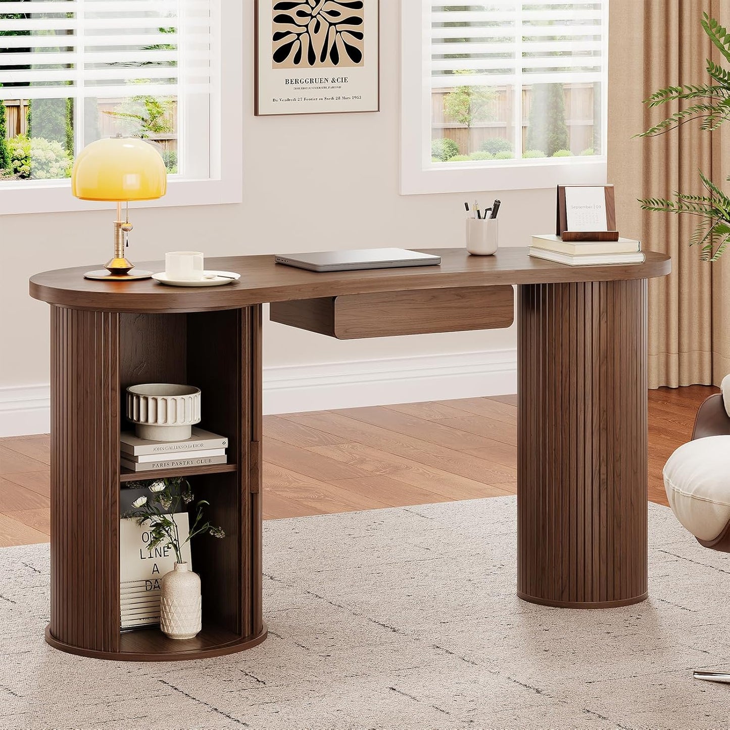 Aurelia Curve Desk with Storage