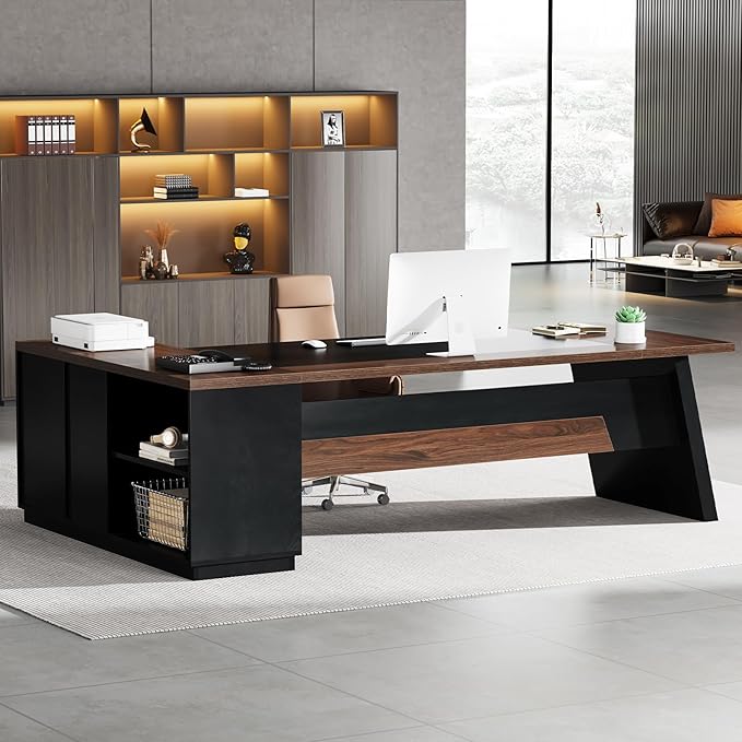Grandview Executive L-Shaped Desk with File Storage